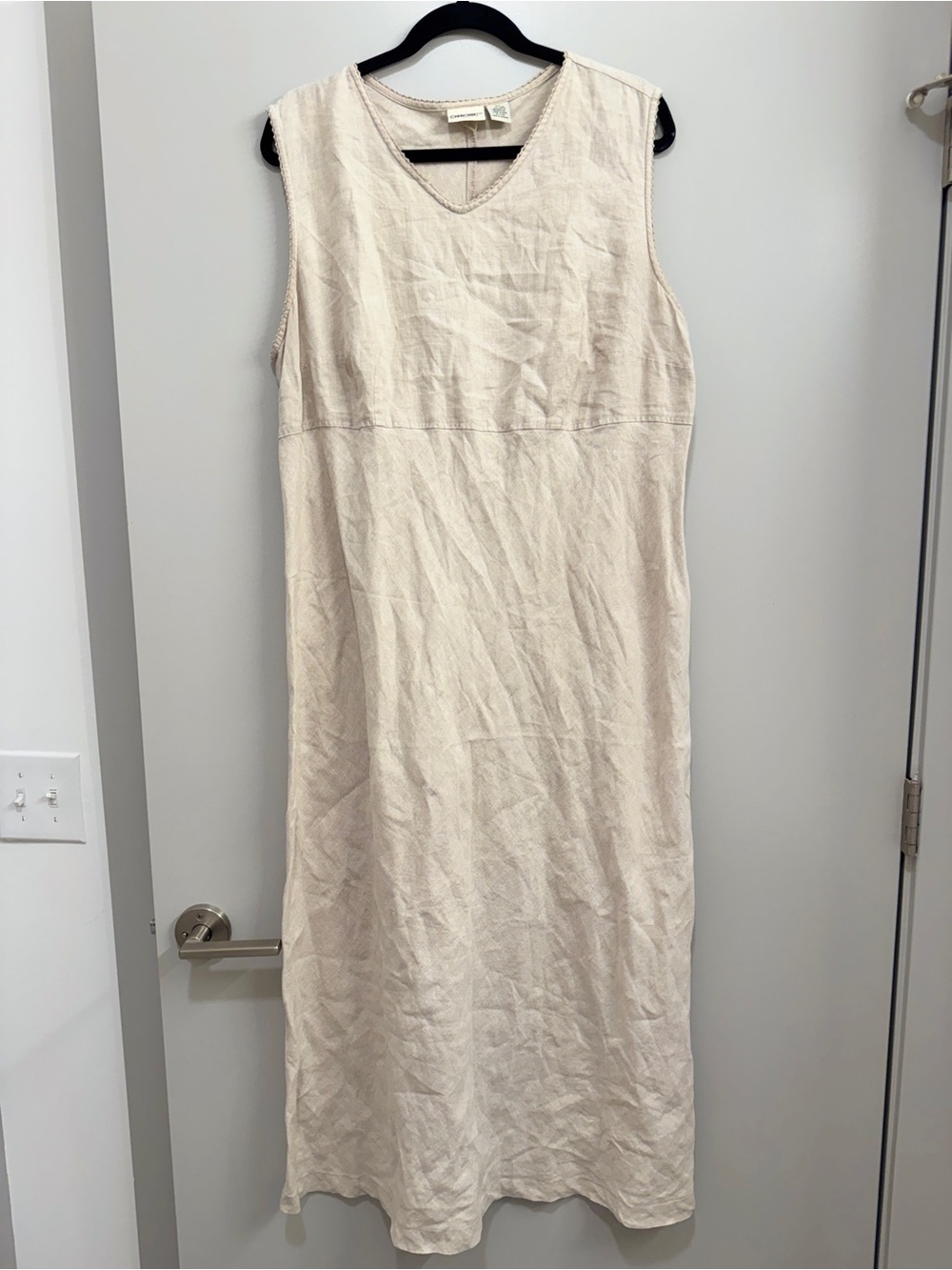 V-Neck Vacation Beach Linen Maxi Dress Chic Basic Clean Girl